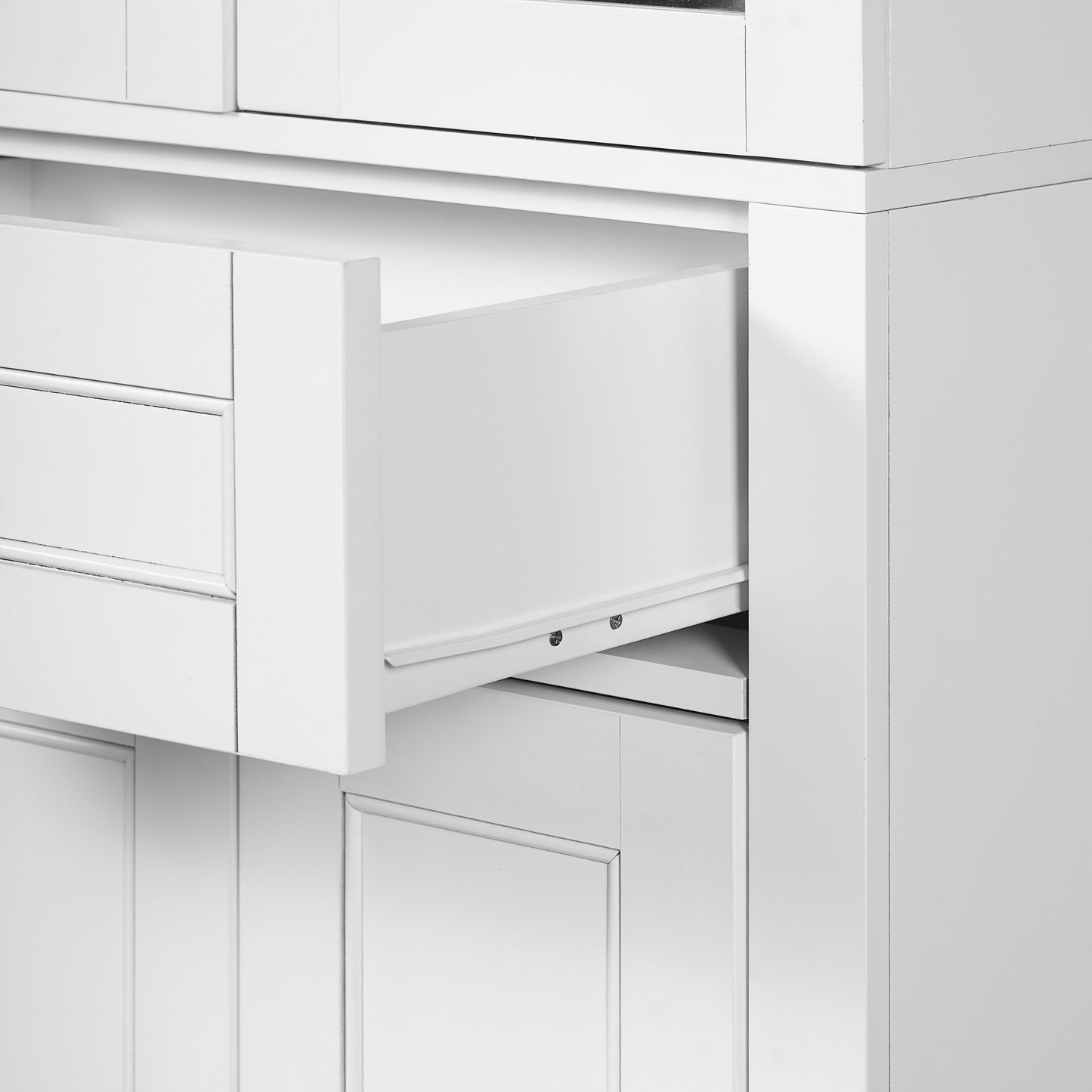 67.2" Tall Bathroom Storage Cabinet with Tempered Glass Doors, Adjustable Shelves & Drawer – Modern Freestanding Linen Tower, Soft-Close Design