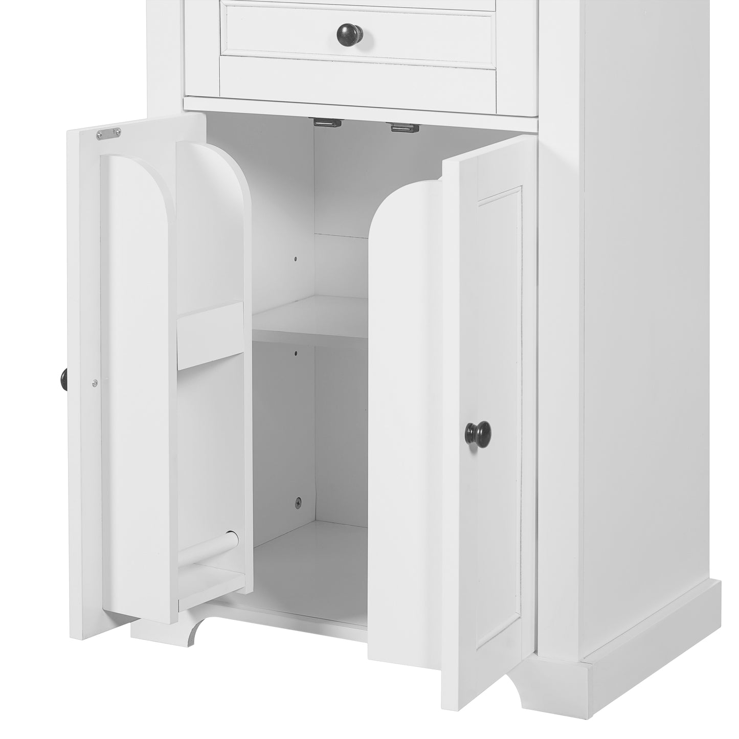 67.2" Tall Bathroom Storage Cabinet with Tempered Glass Doors, Adjustable Shelves & Drawer – Modern Freestanding Linen Tower, Soft-Close Design