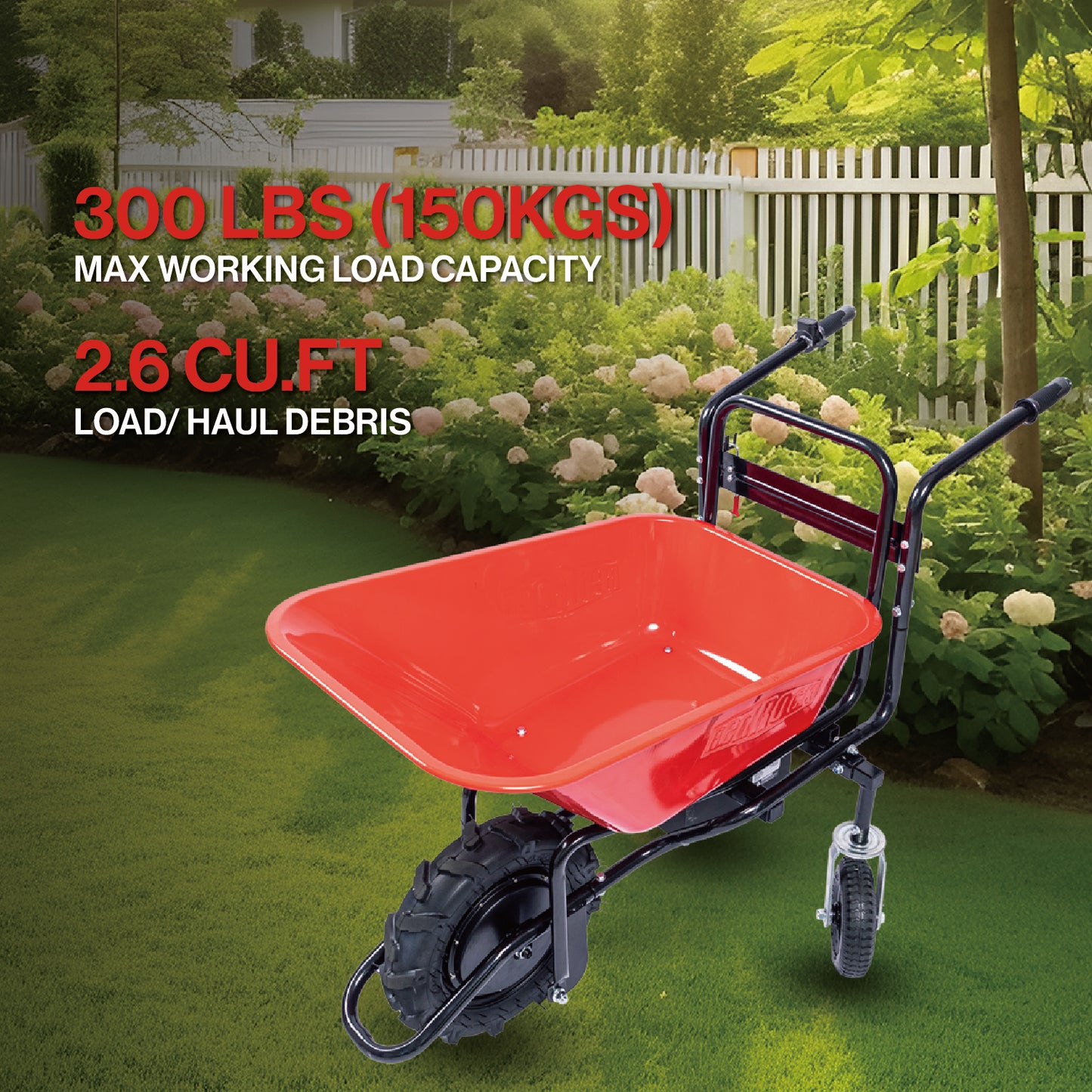 wheelbarrow electric Professional specs - this wheelbarrow uses an electric 24v 500w Brushless motor system, powered by (2)12v 12ah motorized wheelbarrow electric garden cart 78L garden cart